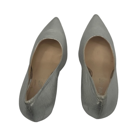 Nine West Silver Flax Pointed Toe Stiletto Pump Heels Size 8 Women’s - Picture 5 of 12